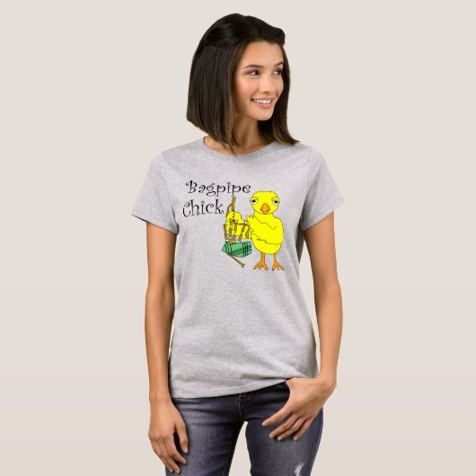 Bagpipe Chick Tekst T-shirt (Voorkant volledig)
