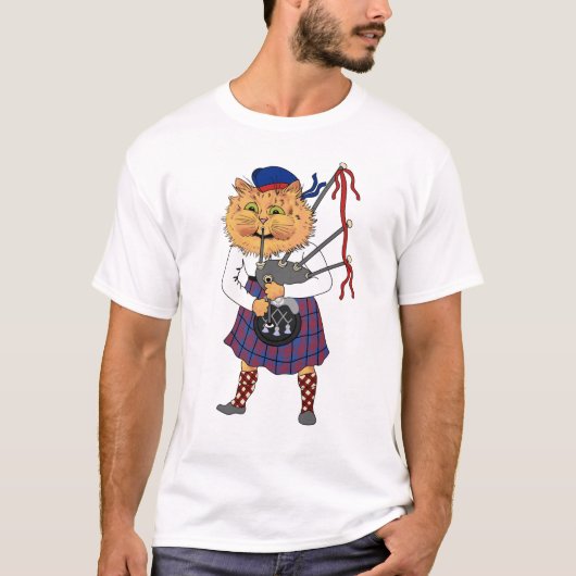 Bagpipe die Scottish Cat speelt T-shirt (Voorkant)