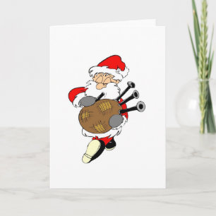 Bagpipe Irish Santa Claus Feestdagen Kaart