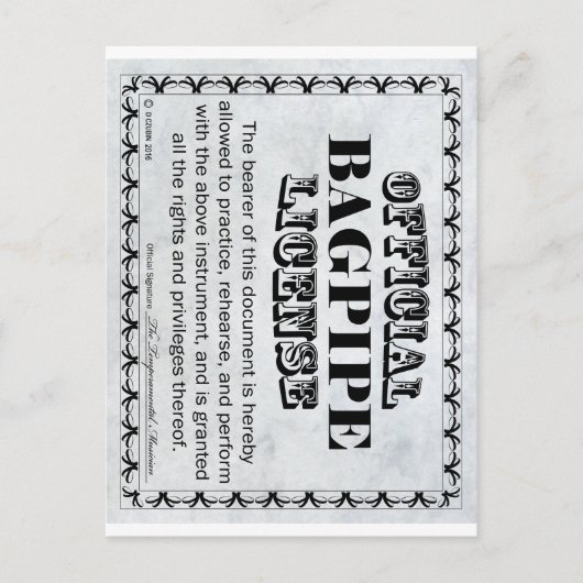 Bagpipe-licentie Briefkaart (Voorkant)