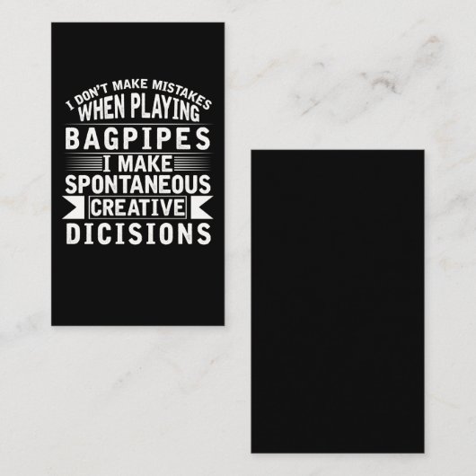 Bagpipe Mistakes Musical Instrument Loud Bagpiper Visitekaartje (Voorkant / Achterkant)