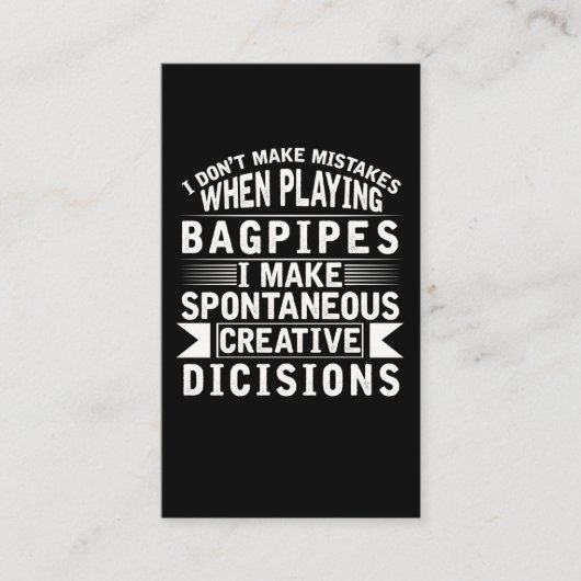 Bagpipe Mistakes Musical Instrument Loud Bagpiper Visitekaartje (Voorkant)