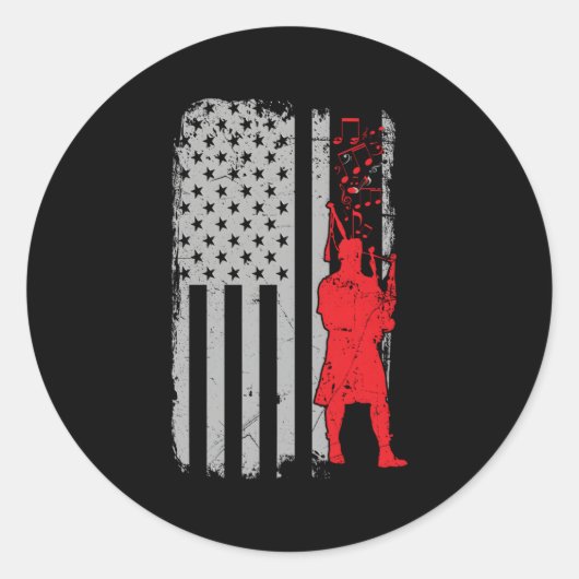 Bagpipe Music USA vlag Ronde Sticker (Voorkant)