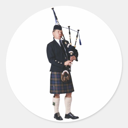 Bagpipe Musician Ronde Sticker (Voorkant)