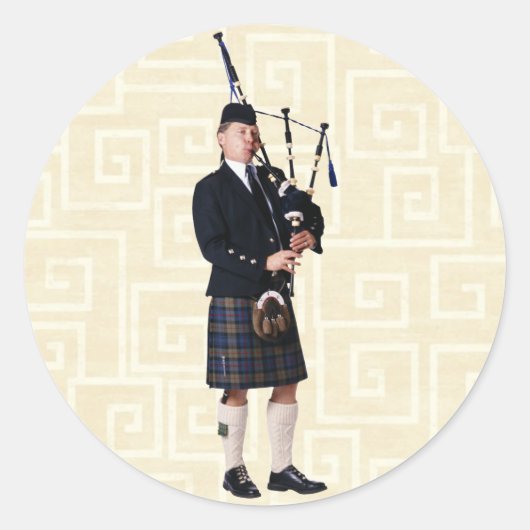 Bagpipe Musician Ronde Sticker (Voorkant)