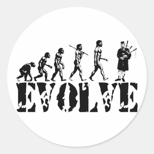 Bagpipe Pipers Bagpiper Musical Evolution Art Ronde Sticker (Voorkant)