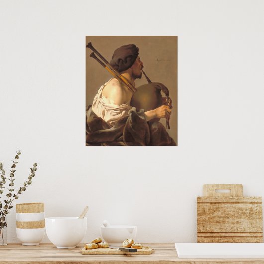 Bagpipe Player - H. ter Brugghen Fine Art Poster (Keuken)