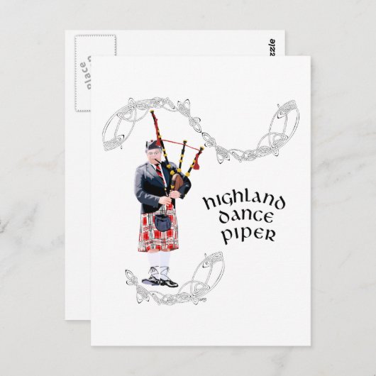 Bagpipe Player in Red Kilt Briefkaart (Voorkant / Achterkant)