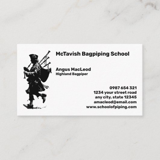 Bagpiper & Bagpiper School Visitekaartje (Voorkant)