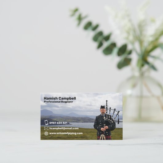 Bagpiper & Bagpiper School Visitekaartje (Staand voorkant)