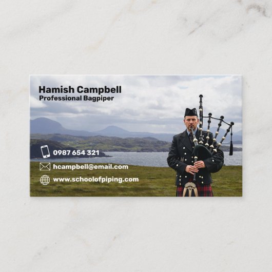 Bagpiper & Bagpiper School Visitekaartje (Voorkant)