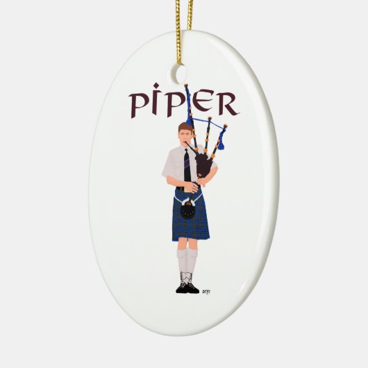 Bagpiper - Blue Kilt Keramisch Ornament (Links)