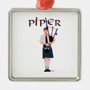 Bagpiper - Blue Kilt Metalen Ornament