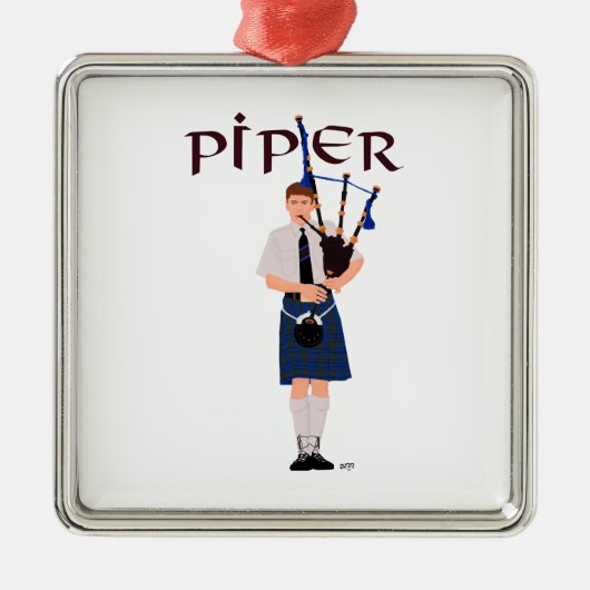 Bagpiper - Blue Kilt Metalen Ornament (Voorkant)