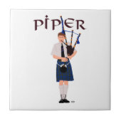 Bagpiper - Blue Kilt Tegeltje (Voorkant)