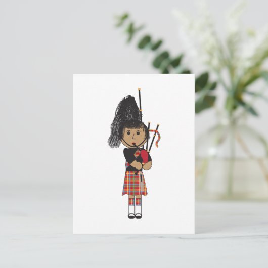 Bagpiper Briefkaart (Staand voorkant)