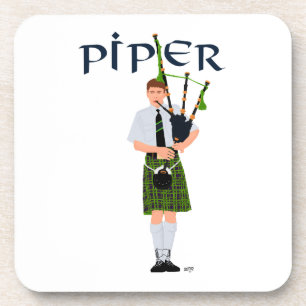 Bagpiper - Green Kilt Drankjes Onderzetter
