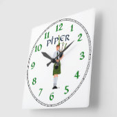 Bagpiper - Green Kilt Vierkante Klok (Hoek)