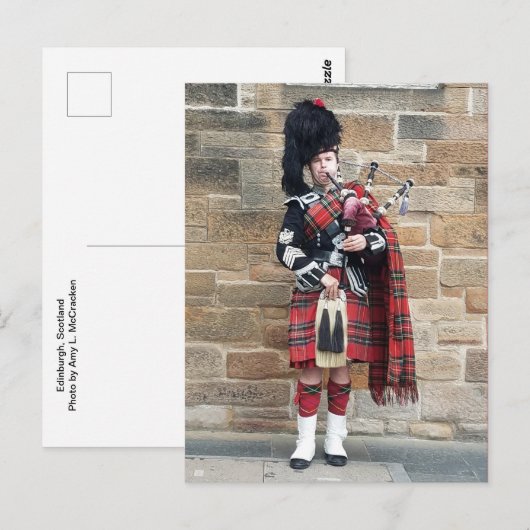 Bagpiper of Edinburgh, Schotland Briefkaart (Voorkant / Achterkant)