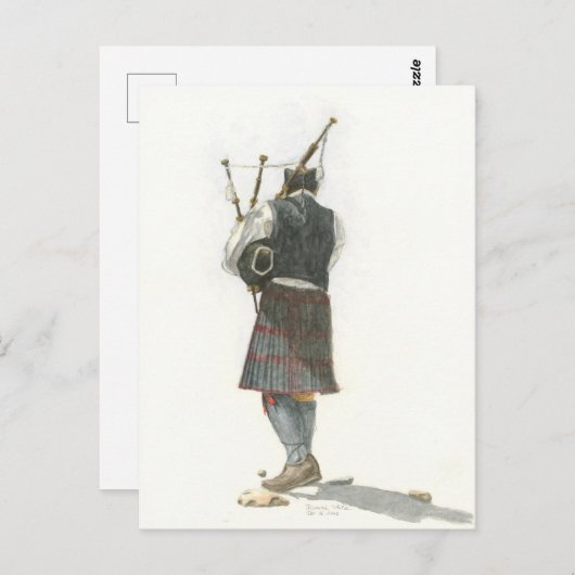 Bagpiper op het strand briefkaart (Voorkant / Achterkant)