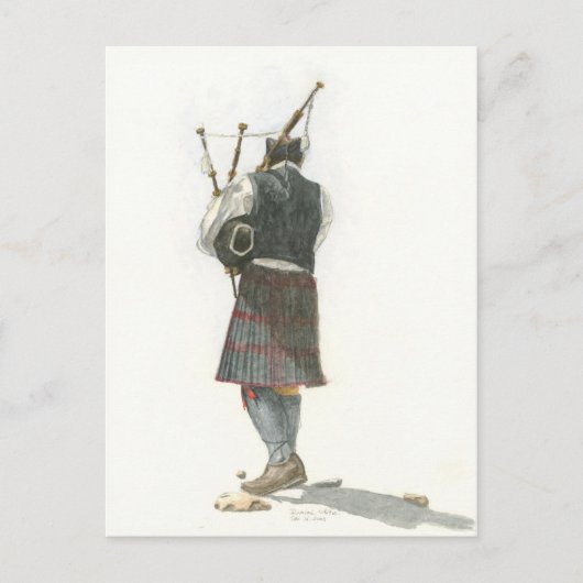 Bagpiper op het strand briefkaart (Voorkant)