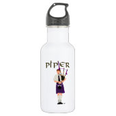 Bagpiper - Paarse Kilt Waterfles (Voorkant)