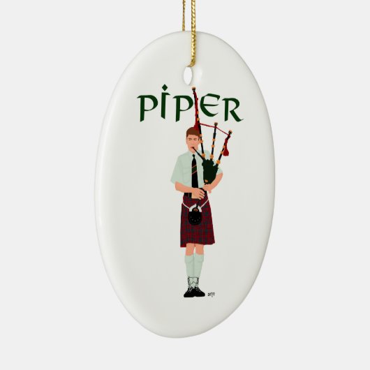 Bagpiper - Red Kilt Keramisch Ornament (Rechts)
