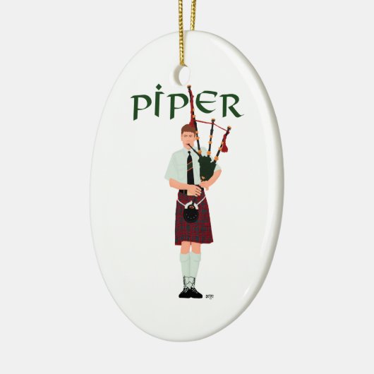 Bagpiper - Red Kilt Keramisch Ornament (Links)