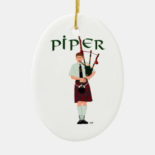 Bagpiper - Red Kilt Keramisch Ornament