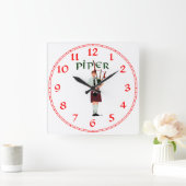 Bagpiper - Red Kilt Vierkante Klok (Huis)