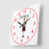 Bagpiper - Red Kilt Vierkante Klok (Hoek)