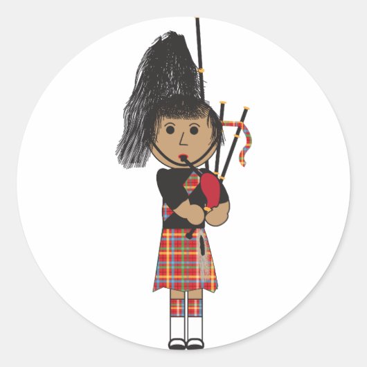 Bagpiper Ronde Sticker (Voorkant)