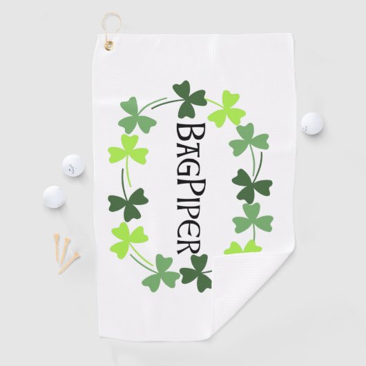 Bagpiper Shamrock Oval Golfhanddoek (Insitu)