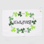 Bagpiper Shamrock Oval Golfhanddoek (Horizontaal)
