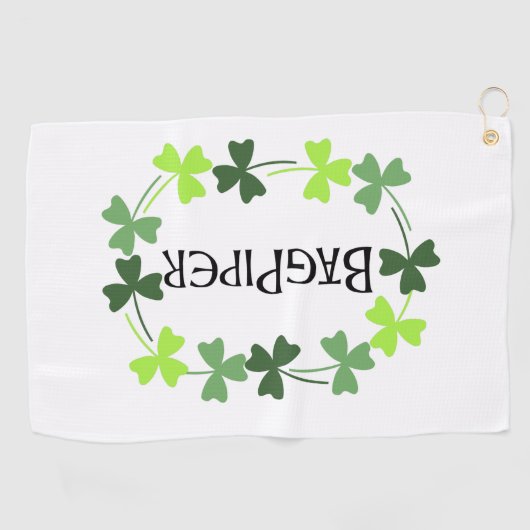 Bagpiper Shamrock Oval Golfhanddoek (Horizontaal)