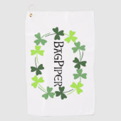 Bagpiper Shamrock Oval Golfhanddoek (Voorkant)