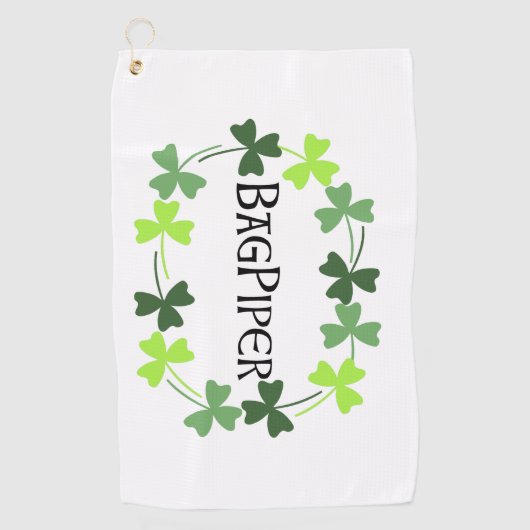 Bagpiper Shamrock Oval Golfhanddoek (Voorkant)