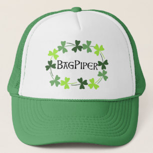 Bagpiper Shamrock Oval Trucker Pet