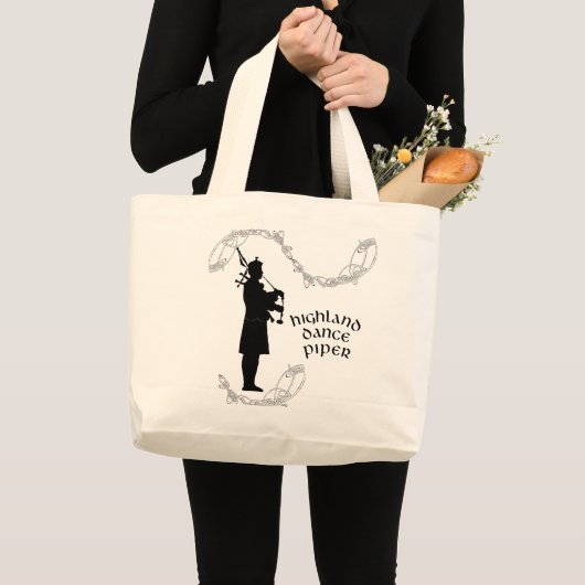 Bagpiper Silhouette Grote Tote Bag (Voorkant (product))