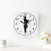 Bagpiper Silhouette Vierkante Klok (Huis)