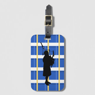 Bagpiper Tartan Bagagelabel
