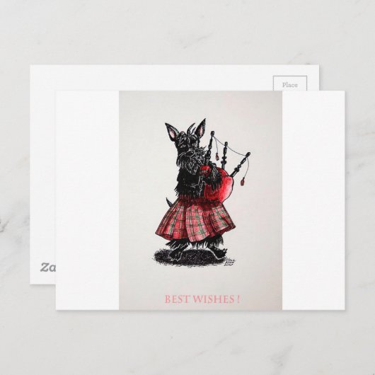 Bagpiper's beste wensen briefkaart (Voorkant / Achterkant)