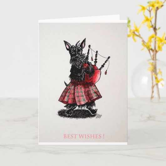 Bagpiper's beste wensen kaart (Gele Bloem)