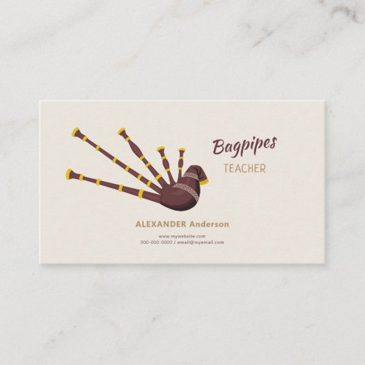 Bagpipes leraar visitekaartje (Voorkant)