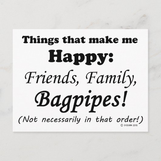 Bagpipes maken me gelukkig briefkaart (Voorkant)
