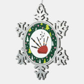 Bagpipes Music Instrument Kerstmis Tin Sneeuwvlok Ornament (Rechts)