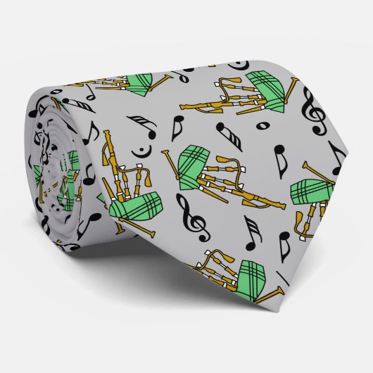 Bagpipes Music Note Pattern Stropdas (Opgerold)