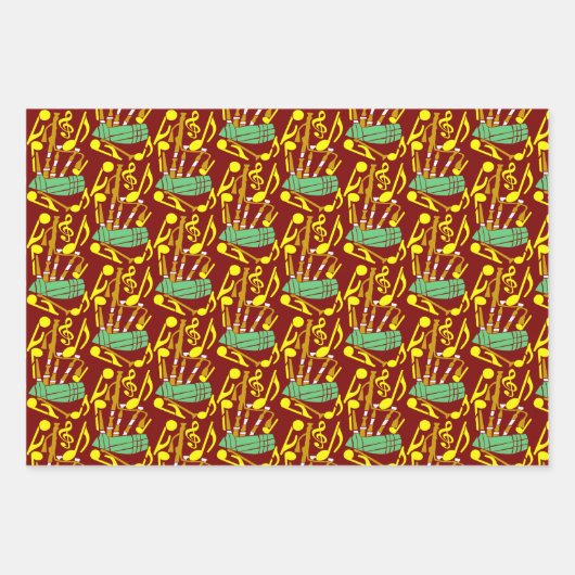 Bagpipes Muzieknoten Inpakpapier Vel (Voorkant 2)