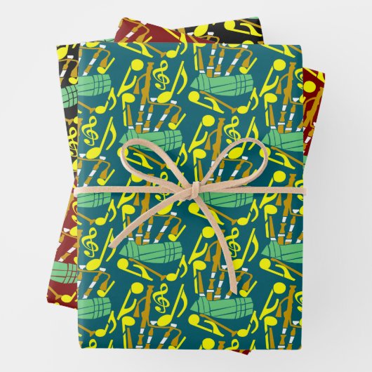 Bagpipes Muzieknoten Inpakpapier Vel (In situ)