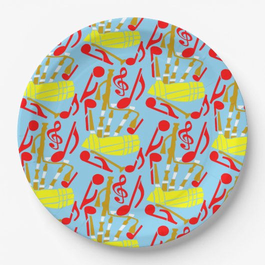 Bagpipes Muzieknoten Papieren Bordje (Voorkant)